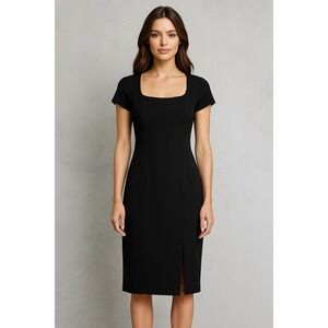 Liz Claiborne Dress Womens 6/8 Black Sheath Capsule Timeless Classic‎ Maxi